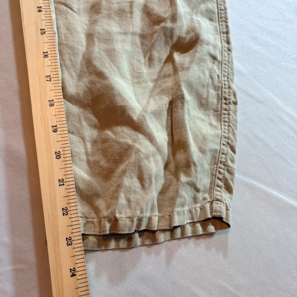 Tommy Bahama Linen Cargo Pants Womens 6 Tan Cropped Relaxed Fit Summer Utility - Picture 8 of 9